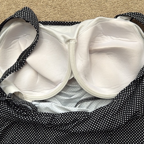 Lands' End Square Neck Black/White Polka Dot Underwire Tankini Top Size 24W DD - Picture 5 of 6